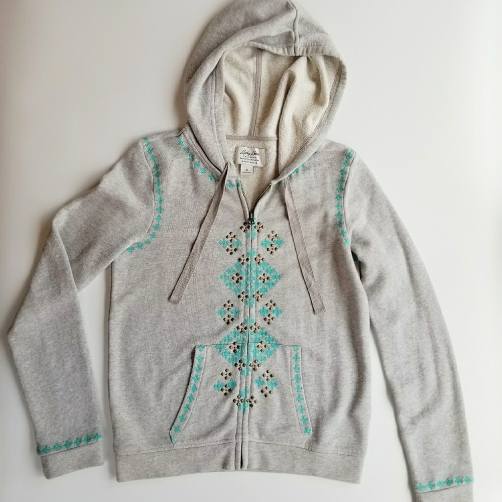 Lucky Brand | Embroidered Studded Hoodie S
